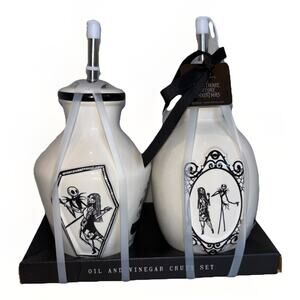 Rae Dunn Disney Night Before Christmas Jack and Sally Oil Vinegar Set NEW NBC